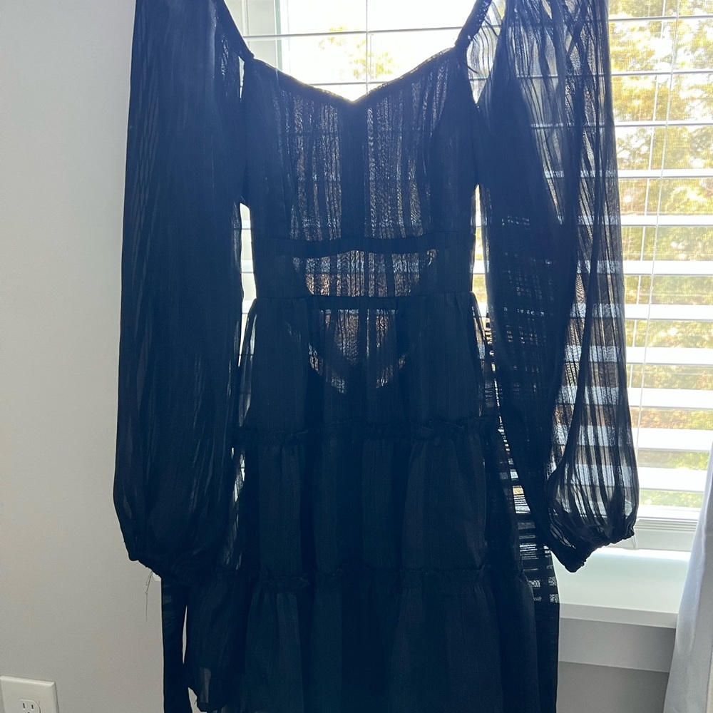 Altar'd State Black Sheer Mini Dress